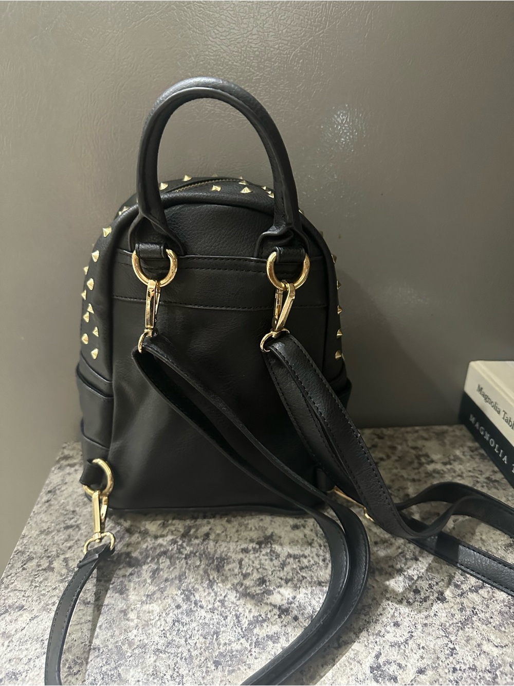 Bebe Black Mini Studded Backpack - Fashion Women's Bag Purse - Picture 4 of 11